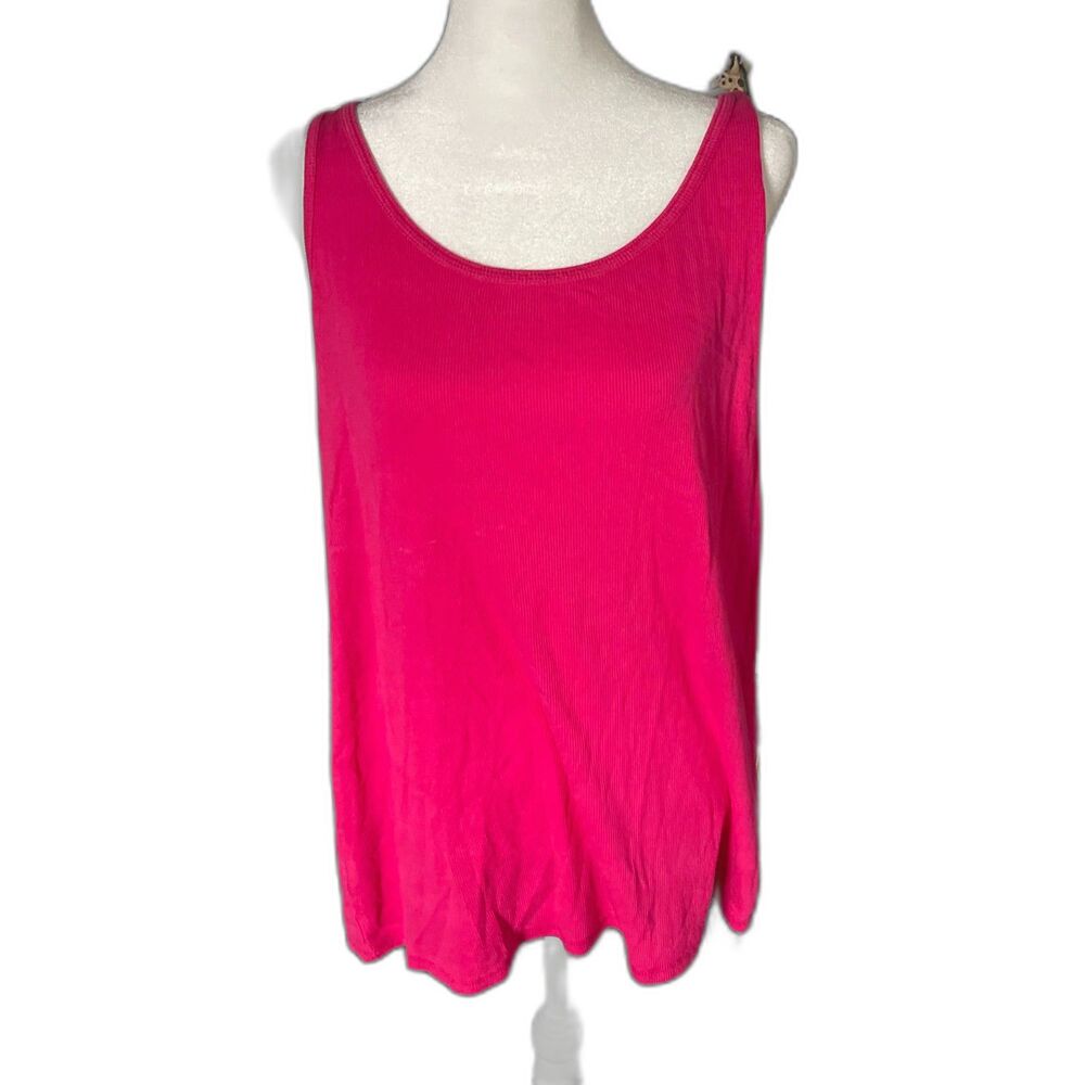 Lane Bryant hot pink ribbed scoop-neck tank top 22/24